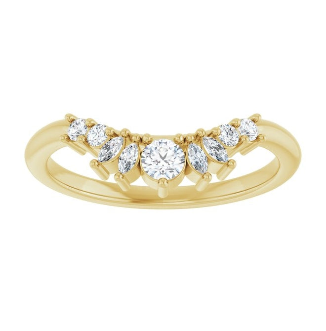 14K Yellow Gold Round 3 Mm Polished 1/4 Ctw Lab-Grown Diamond Contour Band Size 7