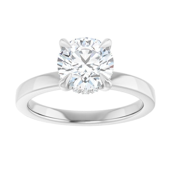 14K White Gold Round 7.4 Mm Polished 1 5/8 Ctw Lab-Grown Diamond Engagement Ring Size 7