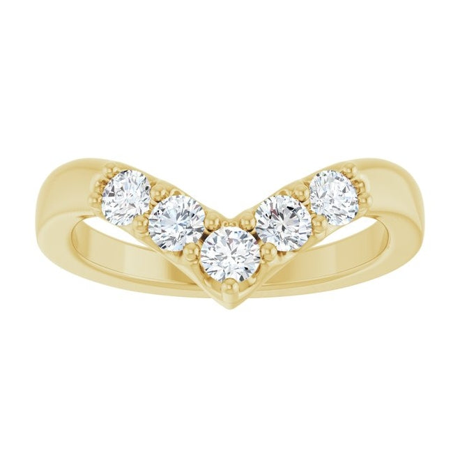 14K Yellow Gold Round 3 Mm Polished 1/2 Ctw Lab-Grown Diamond Contour Band Size 7