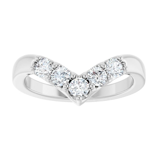 14K Yellow Or White Gold Round 3 Mm Polished 1/2 Ctw Natural Diamond Contour Band Size 7