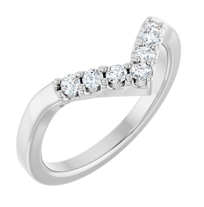 14K Yellow Or White Gold Round 2 Mm Polished 1/6 Ctw Lab-Grown Diamond Contour Band Size 7