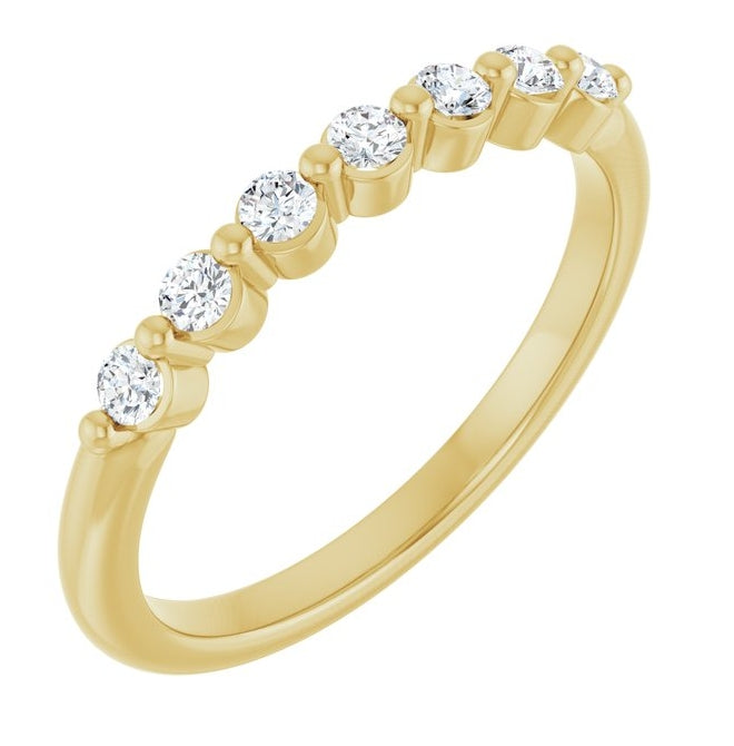 14K Yellow Or White Gold Round 2 Mm Polished 1/5 Ctw Lab-Grown Diamond Anniversary Band Size 7
