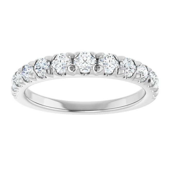 14K White Gold Round 3 Mm Polished 3/4 Ctw Lab-Grown Diamond Anniversary Band Size 7