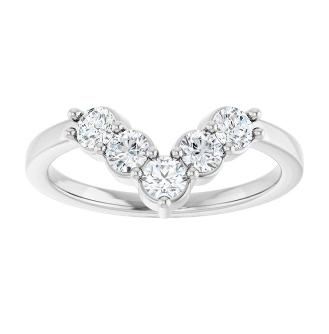 14K Yellow Or White Gold Round 3 Mm Polished 1/2 Ctw Lab-Grown Diamond Contour Band Size 7