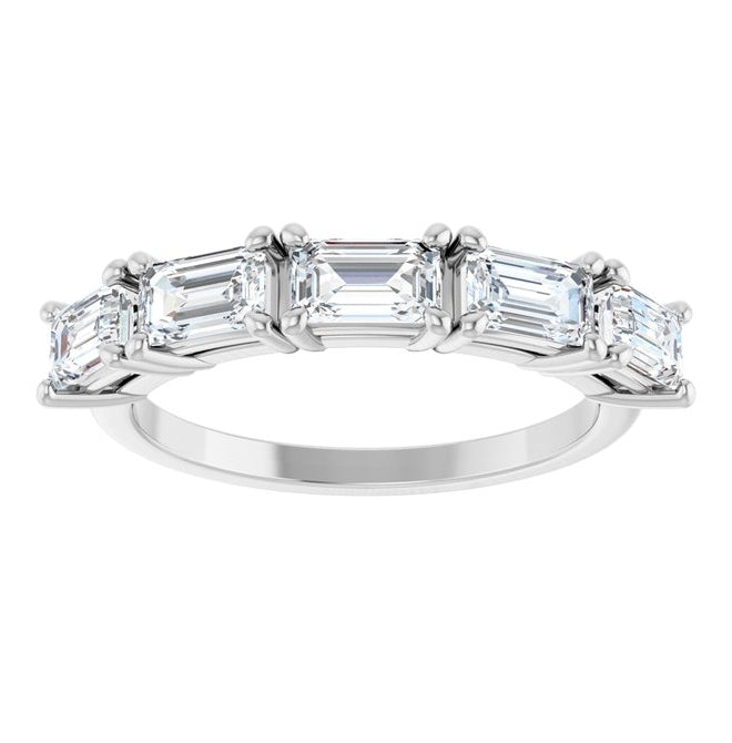 14K Yellow Or White Gold Emerald 5 X 3 Mm Polished 1 3/4 Ctw Lab-Grown Diamond Anniversary Band