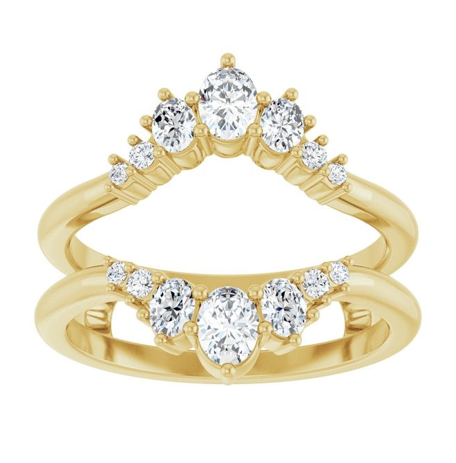 14K Yellow Or White Gold Oval 4 X 3 Mm Polished 5/8 Ctw Lab-Grown Diamond Ring Guard