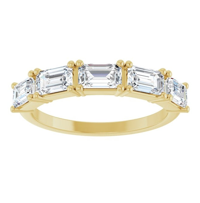14K Yellow Or White Gold Emerald 5 X 3 Mm Polished 1 3/4 Ctw Lab-Grown Diamond Anniversary Band