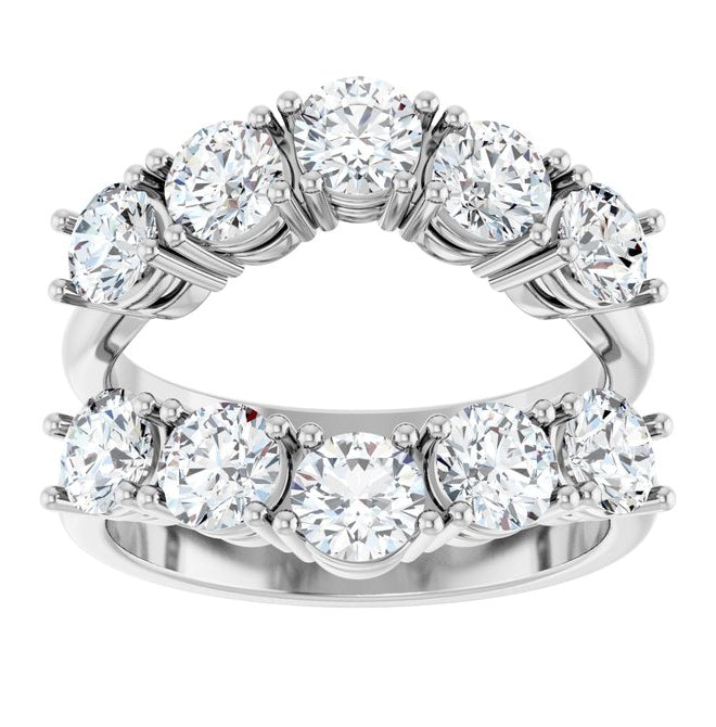 14K White Gold Round 4.1 Mm Polished 2 1/2 Ctw Lab-Grown Diamond Ring Guard Size 7