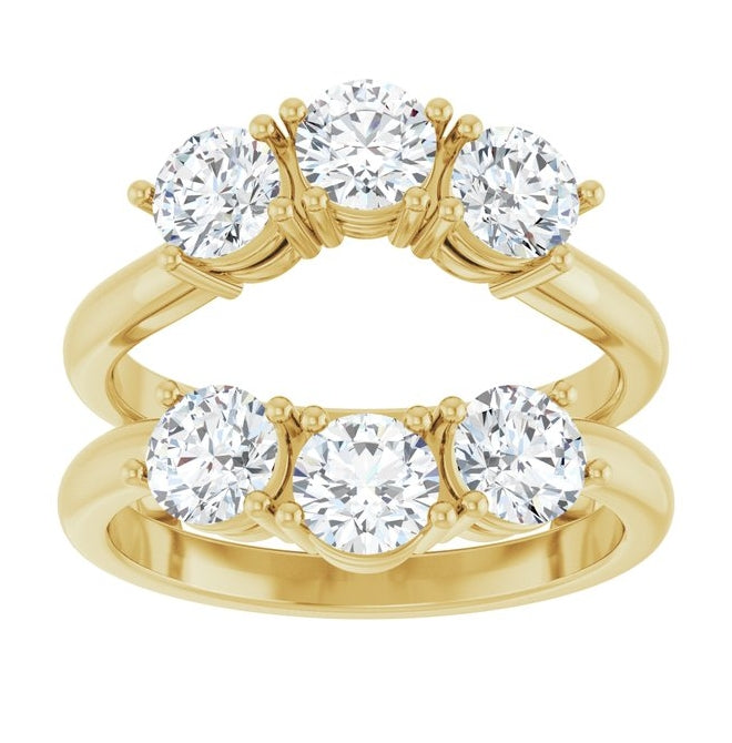 14K Yellow Or White Gold Round 4.4 Mm Polished 2 Ctw Lab-Grown Diamond Ring Guard