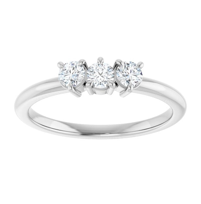 14K Yellow Or White Gold Round 3 Mm Polished 1/4 Ctw Lab-Grown Diamond Three-Stone Stackable Ring