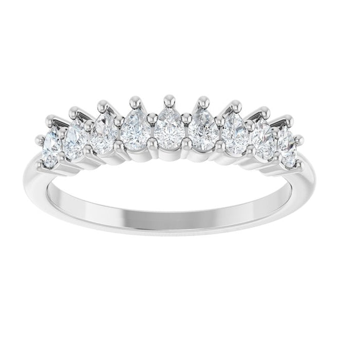 14K Yellow Or White Gold Pear 3 X 2 Mm Polished 3/4 Ctw Lab-Grown Diamond Anniversary Band