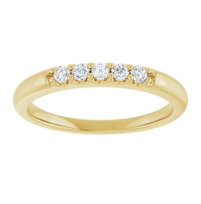 14K Yellow Or White Gold Round 2 Mm Polished 1/6 Ctw Lab-Grown Diamond Anniversary Band Size 7