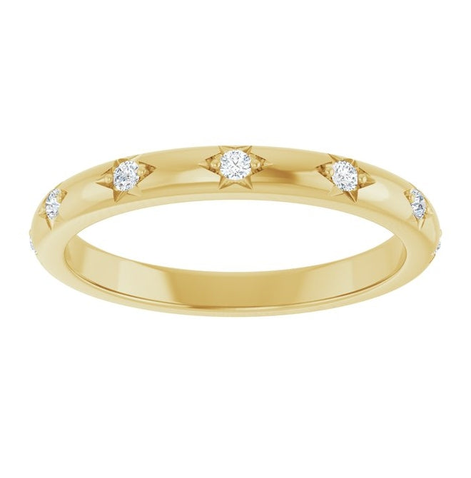 14K Yellow Gold Round 1.5 Mm Polished 1/8 Ctw Lab-Grown Diamond Anniversary Band Size 7
