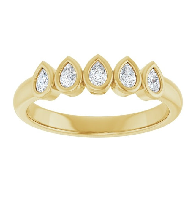 14K Yellow Or White Gold Pear 3 X 2 Mm Polished 3/8 Ctw Lab-Grown Diamond Anniversary Band