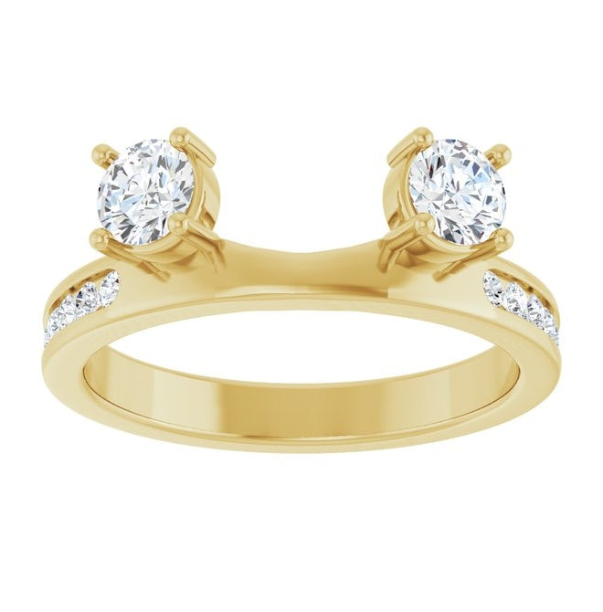 14K Yellow Gold Round 4.1 Mm Polished 5/8 Ctw Natural Diamond Wrap-Style Ring Enhancer Size 7