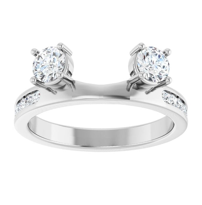 14K White Gold Round 4.1 Mm Polished 5/8 Ctw Lab-Grown Diamond Wrap-Style Ring Enhancer Size 7