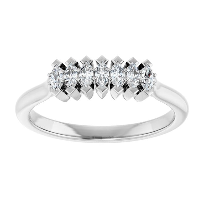 14K Yellow Or White Gold Marquise 3 X 1.5 Mm Polished 1/4 Ctw Lab-Grown Diamond Anniversary Band