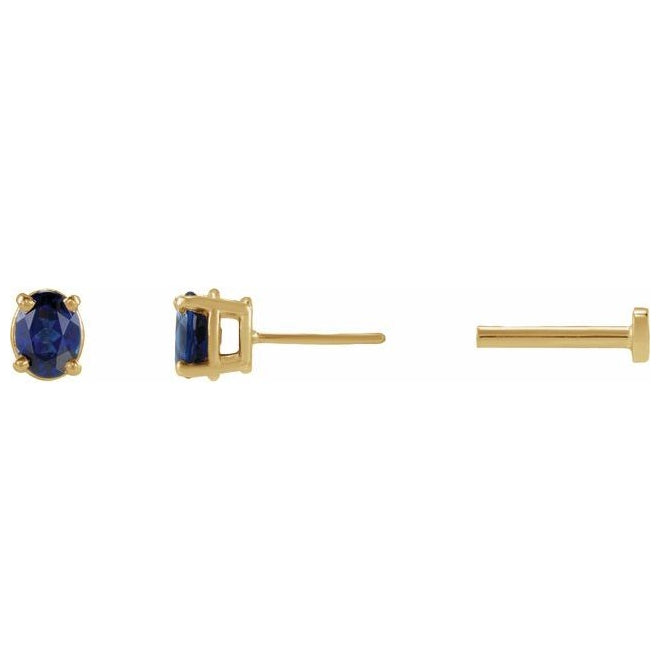 14K Yellow Gold Oval Tension Back 4-Prong Polished Lab-Grown Gem Lightweight Earring