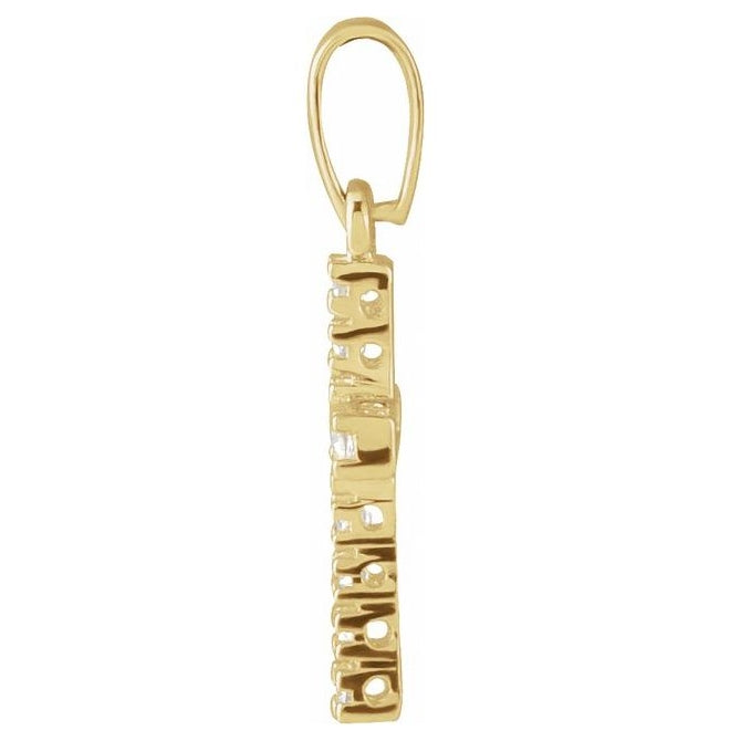 14K Yellow Gold Round 1.2 Mm Polished Cz Cross Pendant