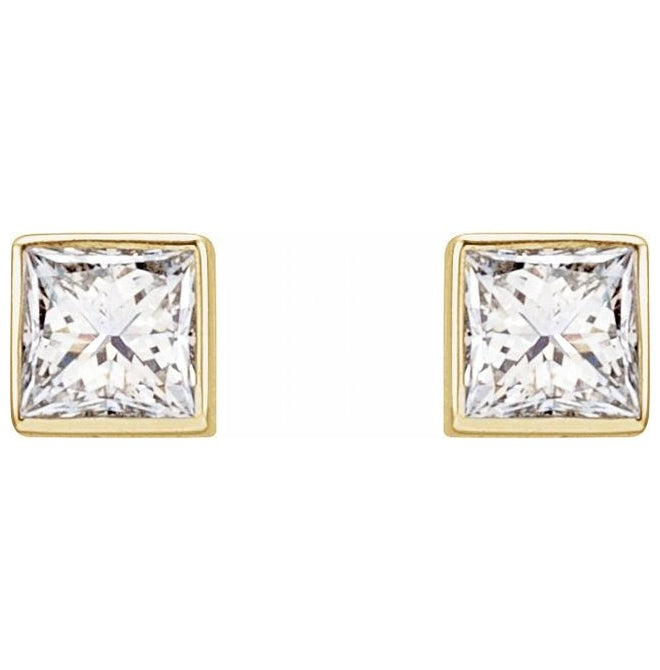 14K Yellow Gold 5/8 CTW Lab-Grown Diamond Bezel-Set Earrings