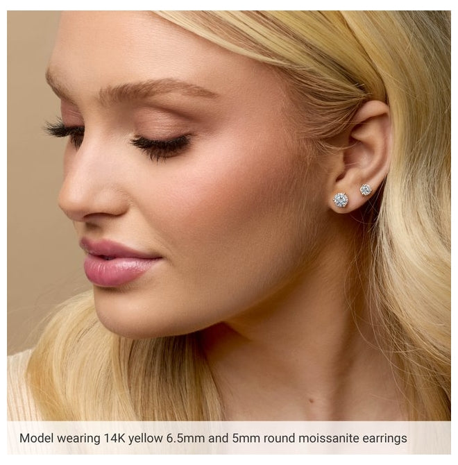14K Rose Gold 5 mm Round Stuller Lab-Grown Moissanite Earrings