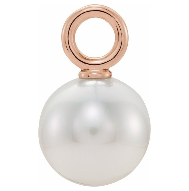 14K Rose Gold 13.2 X 6 Mm Polished Cultured White Freshwater Pearl Pendant