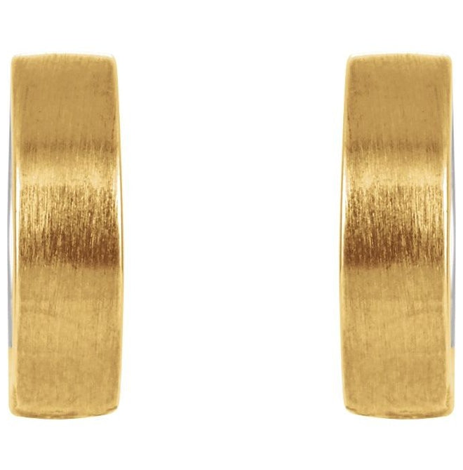 14K Yellow/White Gold 14.5 Mm x 4.3 Mm Pair Polished Hinged Hoop Earrings