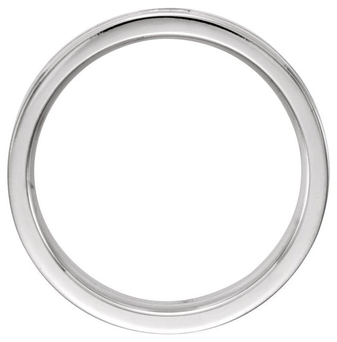 14K White Gold 4.5 mm Grooved Comfort-Fit Flat Band Size 6