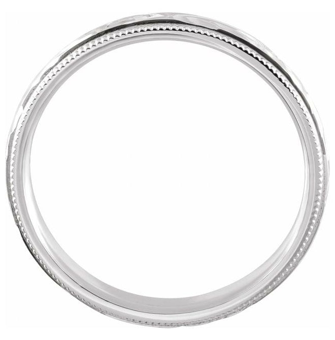 14K Yellow Gold Or Platinum 3 mm Milgrain Edge Sculptural Comfort-Fit Half Round Band
