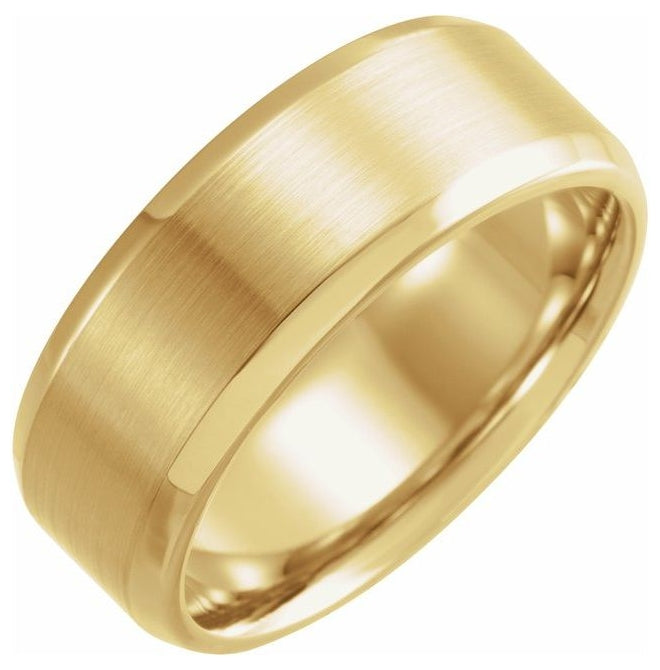 10K Yellow Gold 8 mm Beveled-Edge Band with Satin Finish