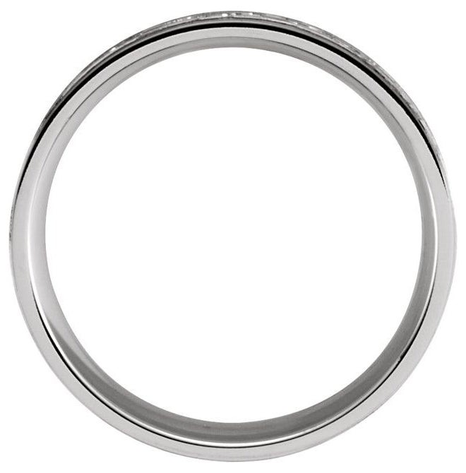 14K White Gold 7 mm Celtic-Inspired Grooved Comfort-Fit Flat Band Size 14.5