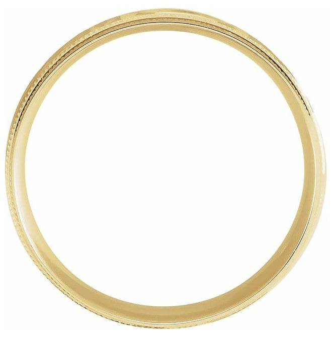 14K Yellow Gold 6 mm Milgrain Edge Geometric Faceted Comfort-Fit Flat Band Size 10
