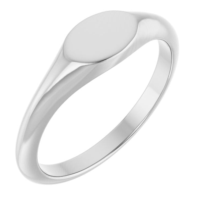 14K Yellow Or White Gold Or Sterling Silver Brush Polished Oval Signet Ring Size 7