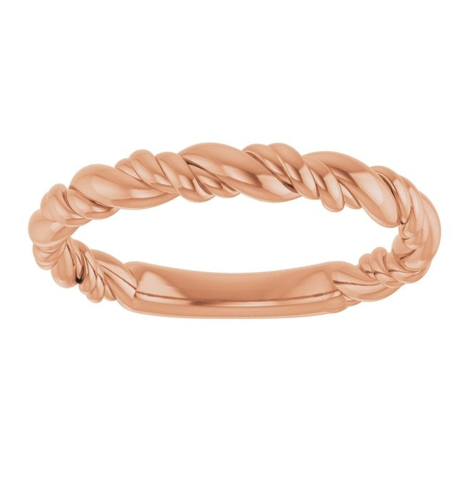 14K Yellow Or Rose Gold Or Sterling Silver 3 Mm Stackable Rope Size 7