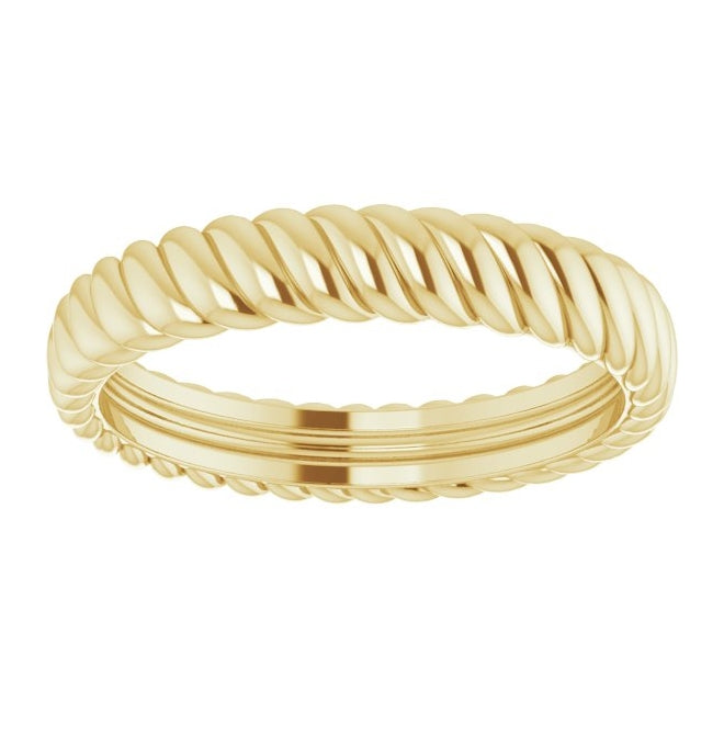 10K Yellow Gold 3.5 mm Rope Comfort-Fit Band Size 6.5