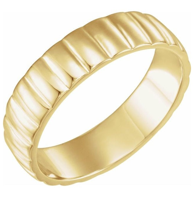 14K Yellow Or White Gold 6 mm Grooved Half Round Band