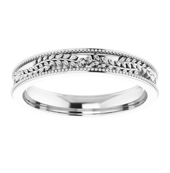 Platinum 3.65 mm Floral Band Size 8