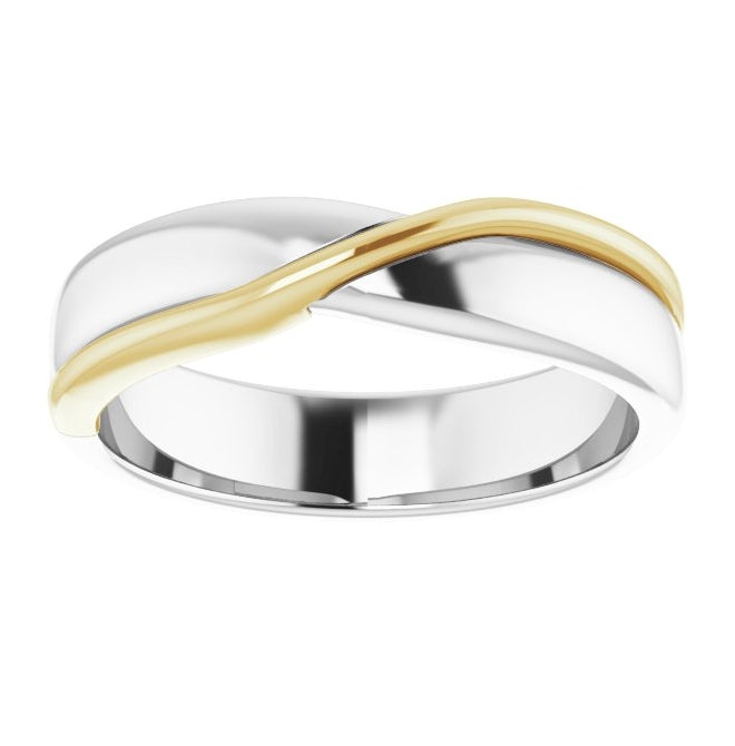 Platinum & 18K Yellow Gold 5 mm Criss-Cross Half Round Band Size 11