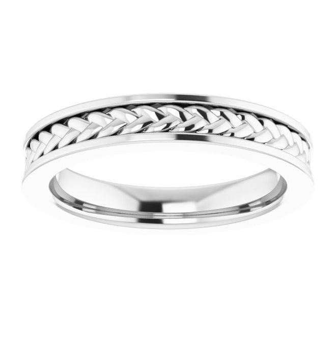 Sterling Silver Or Platinum 3 mm Woven Design Band