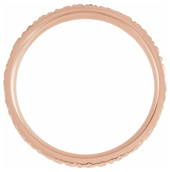 10K Rose Gold 6 mm Tree Bark-Inspired Comfort-Fit Flat Band Size 9.5