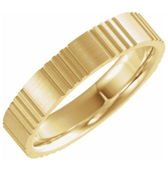 14K Yellow Or White Gold 5 mm Grooved Comfort-Fit Flat Band