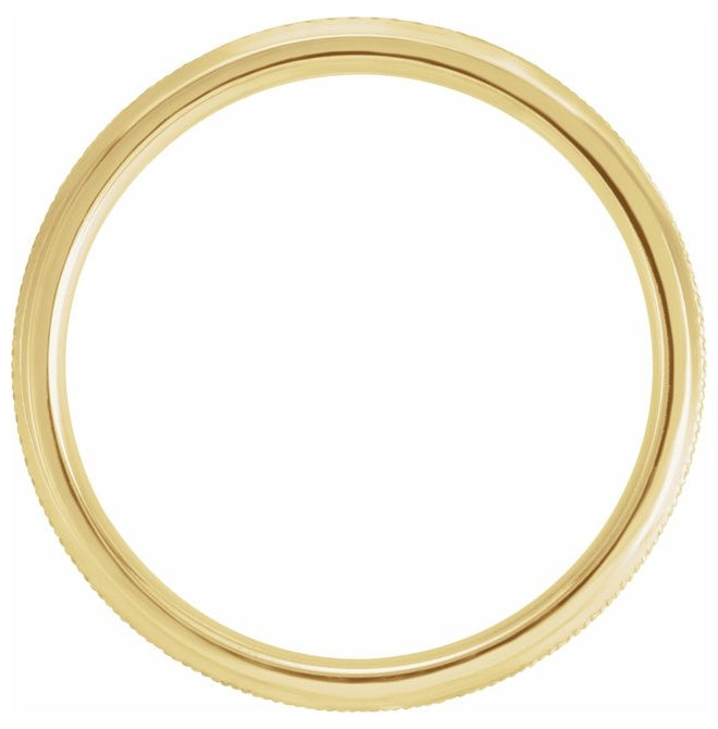 14K Yellow Gold 5 mm Knurled Beveled-Edge Band Size 8