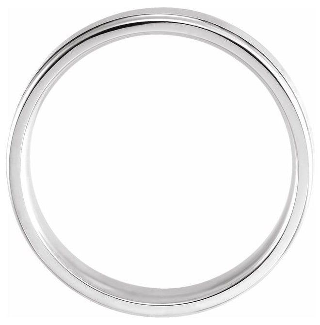 Platinum 5 Mm Polished Grooved Comfort-Fit Flat Band With Satin Finish Size 10.5