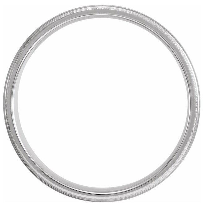Continuum Sterling Silver 6 mm Knurled Stepped-Edge Flat Band Size 7.5