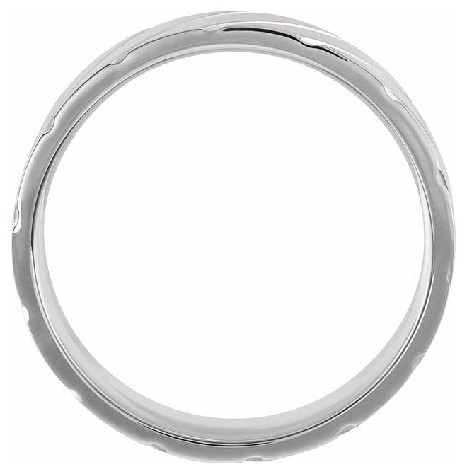 14K White Gold 5 mm Diagonal Grooved Comfort-Fit Flat Band Size 8.5