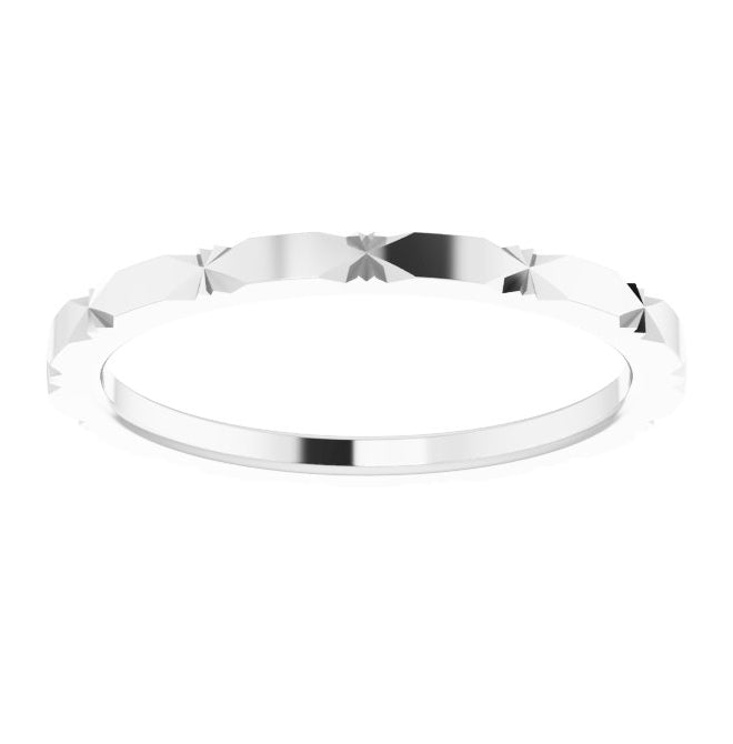 14K White Gold 1.5 Mm Polished Geometric Faceted Standard-Fit Band Size 7