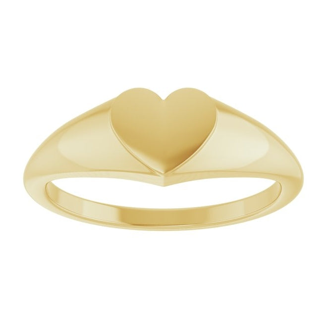 10K Yellow Gold 6.7 X 6.1 Mm Brush Polished Heart Signet Ring Size 7