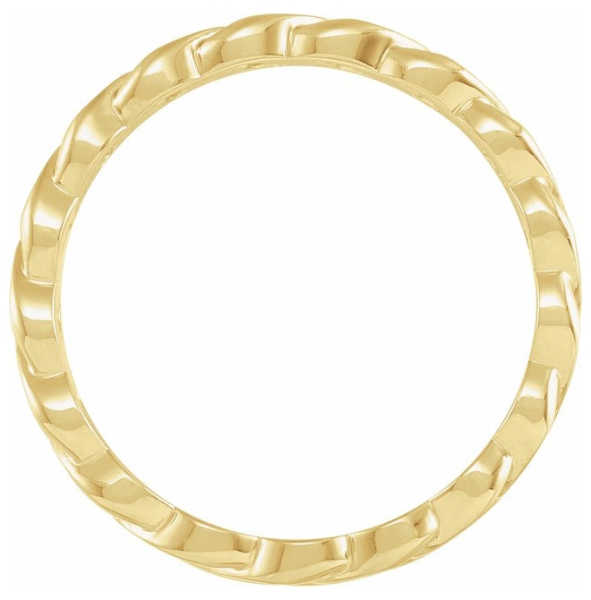 14K Yellow Gold 6.5 Mm Polished Chain Link Standard-Fit Band Size 7.5