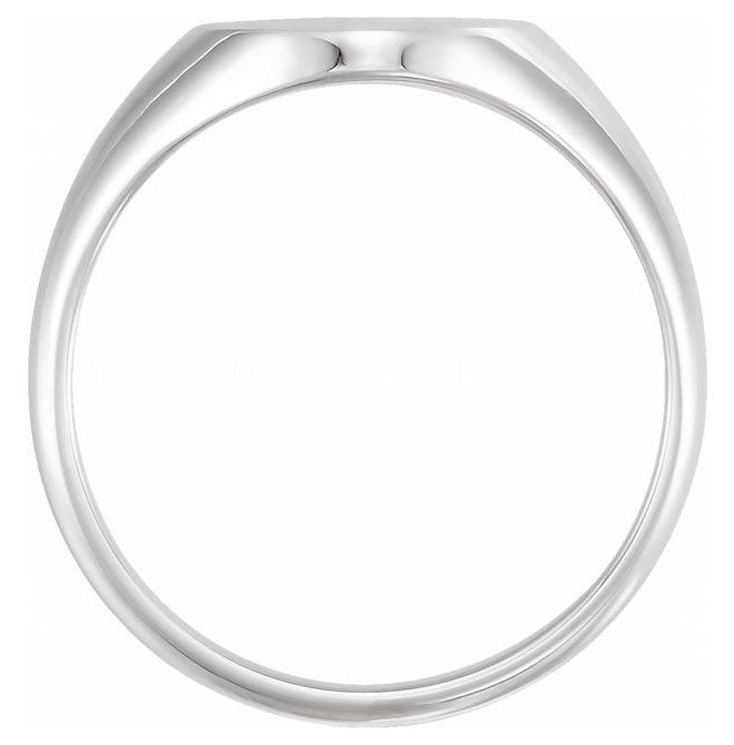 10K White Gold 10 X 8 Mm Brush Polished Oval Signet Ring Size 7