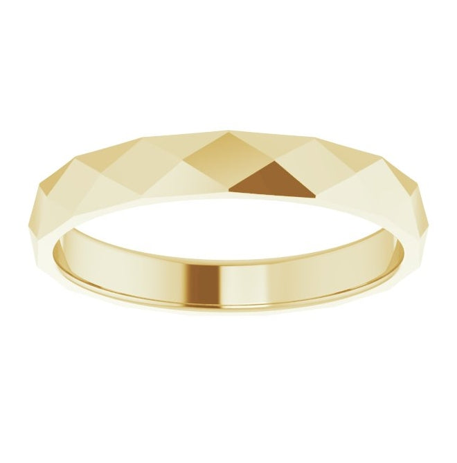 14K Yellow Gold 3.5 Mm Polished Geometric Faceted Standard-Fit Flat Band Size 6